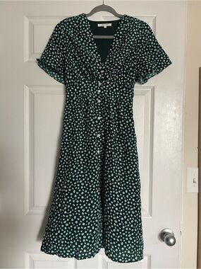 Emerson Fry Dark Green Floral Midi Dress